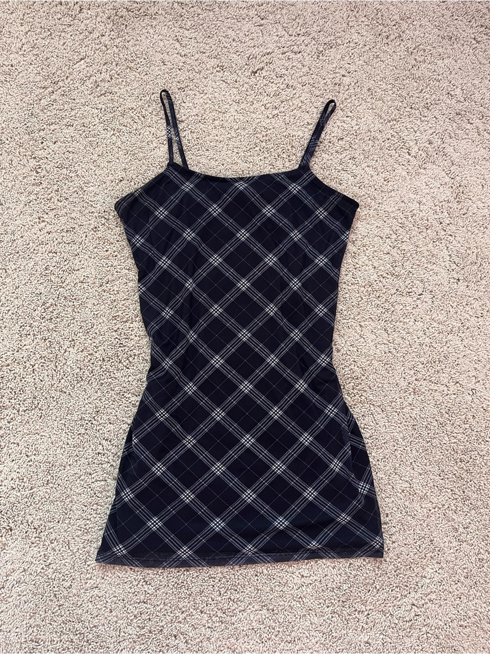 black and white plaid mini dress
